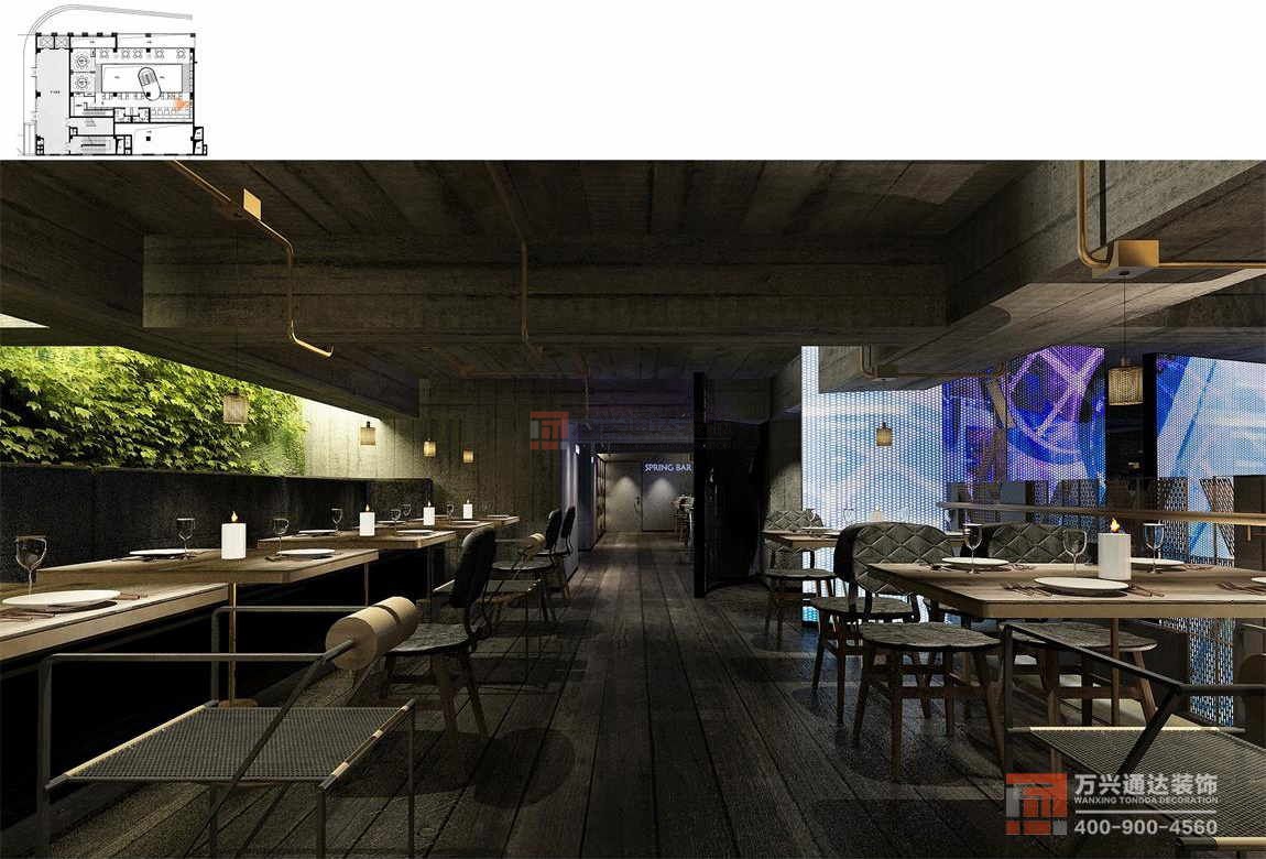 北京萬興通達(dá)辦公裝修項(xiàng)目-春光巷電影主題餐廳裝修效果圖