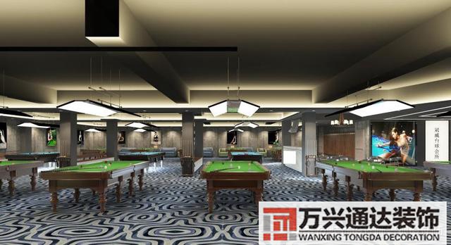 臺(tái)球室裝修效果圖臺(tái)球廳裝修效果圖_萬興辦公室裝修公司