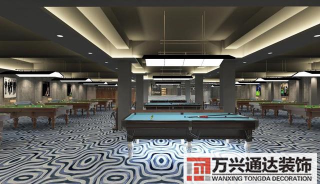 臺(tái)球室裝修效果圖臺(tái)球廳裝修效果圖_萬興辦公室裝修公司
