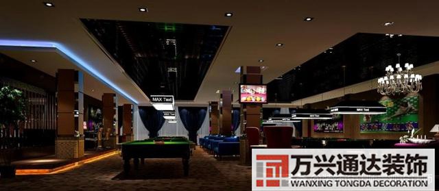 臺(tái)球室裝修效果圖臺(tái)球廳裝修效果圖_萬興辦公室裝修公司