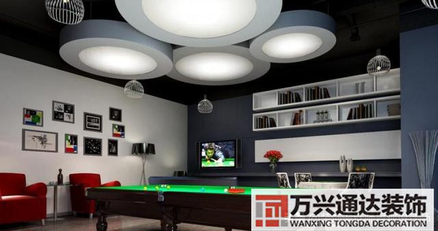 臺(tái)球室裝修效果圖臺(tái)球廳裝修效果圖_萬興辦公室裝修公司
