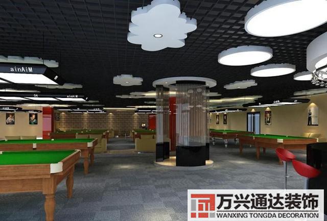 臺(tái)球室裝修效果圖臺(tái)球廳裝修效果圖_萬興辦公室裝修公司