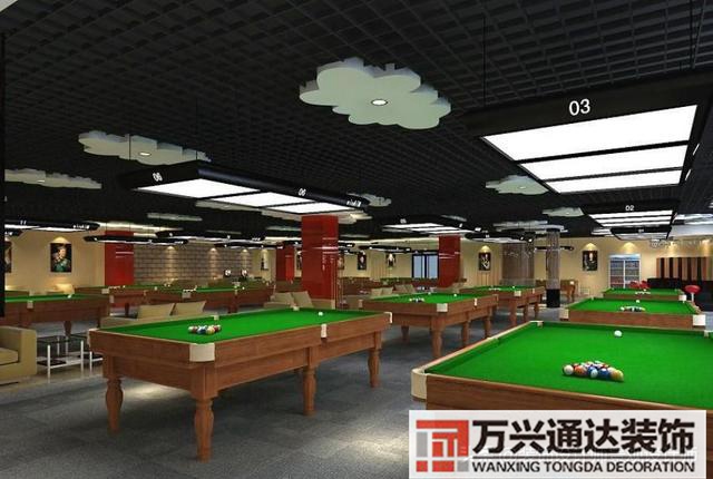 臺(tái)球室裝修效果圖臺(tái)球廳裝修效果圖_萬興辦公室裝修公司