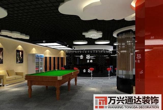 臺(tái)球室裝修效果圖臺(tái)球廳裝修效果圖_萬興辦公室裝修公司