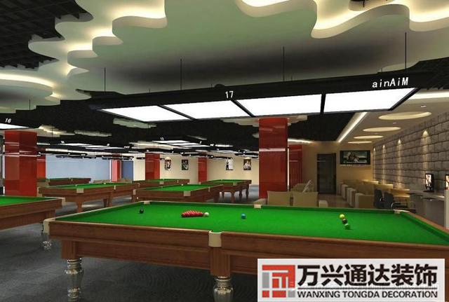 臺(tái)球室裝修效果圖臺(tái)球廳裝修效果圖_萬興辦公室裝修公司