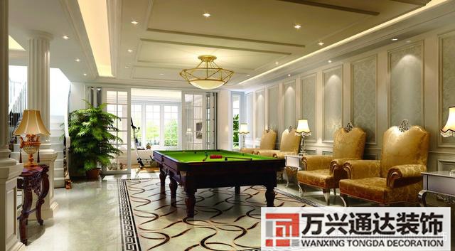 臺(tái)球室裝修效果圖臺(tái)球廳裝修效果圖_萬興辦公室裝修公司