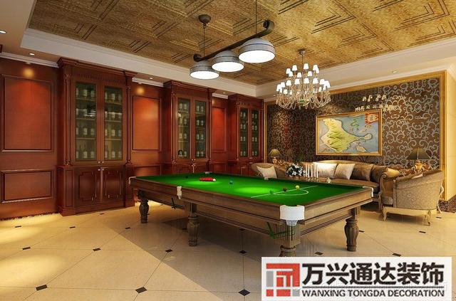 臺(tái)球室裝修效果圖臺(tái)球廳裝修效果圖_萬興辦公室裝修公司