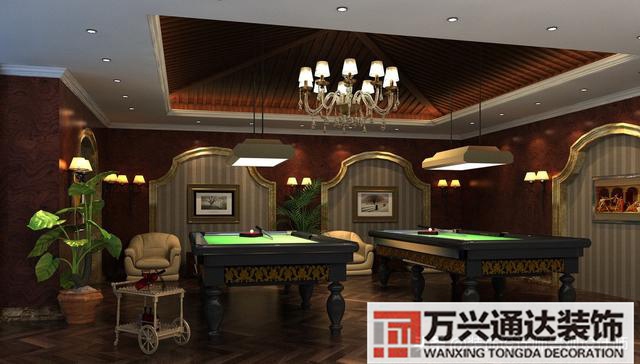 臺(tái)球室裝修效果圖臺(tái)球廳裝修效果圖_萬興辦公室裝修公司