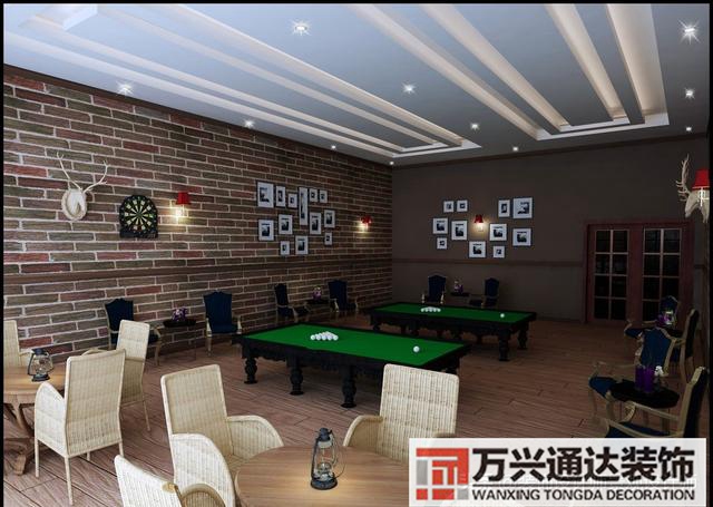 臺(tái)球室裝修效果圖臺(tái)球廳裝修效果圖_萬興辦公室裝修公司