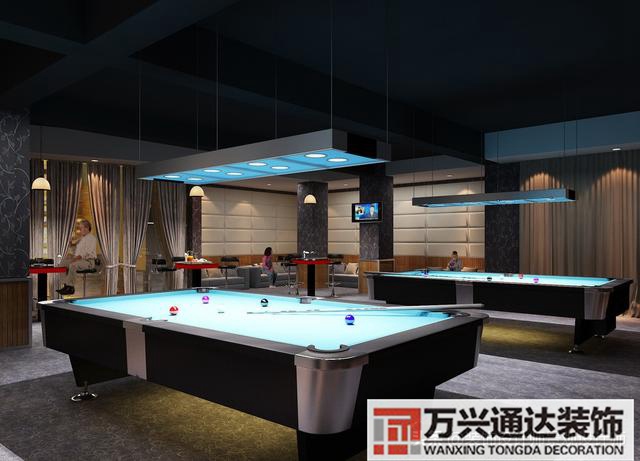 臺(tái)球室裝修效果圖臺(tái)球廳裝修效果圖_萬興辦公室裝修公司