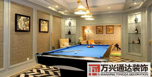 臺(tái)球室裝修效果圖臺(tái)球廳裝修效果圖_萬興辦公室裝修公司
