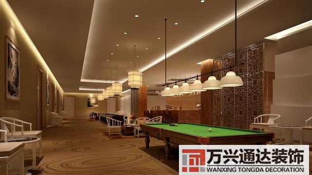 臺(tái)球室裝修效果圖臺(tái)球廳裝修效果圖_萬興辦公室裝修公司