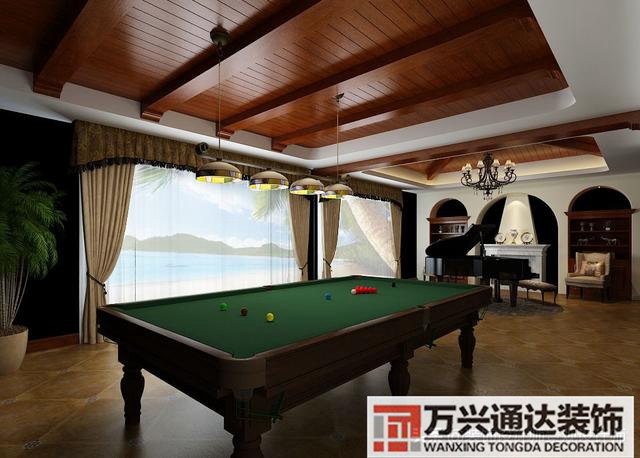 臺(tái)球室裝修效果圖臺(tái)球廳裝修效果圖_萬興辦公室裝修公司