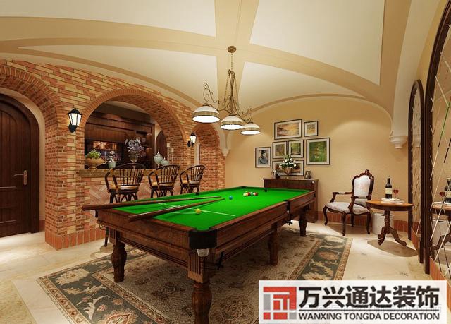 臺(tái)球室裝修效果圖臺(tái)球廳裝修效果圖_萬興辦公室裝修公司