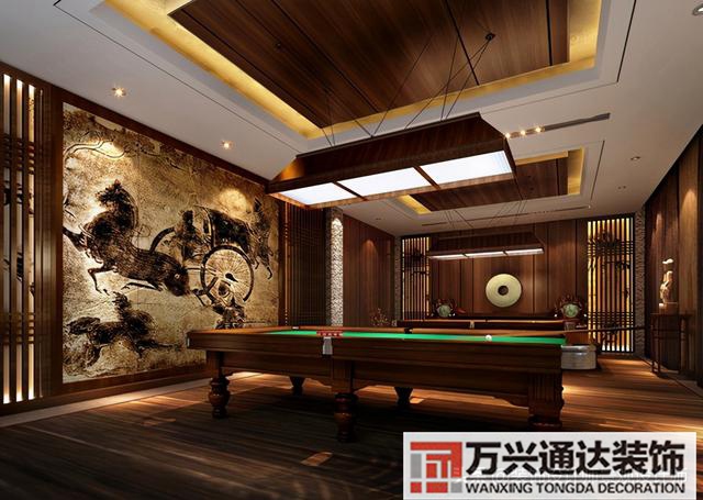 臺(tái)球室裝修效果圖臺(tái)球廳裝修效果圖_萬興辦公室裝修公司