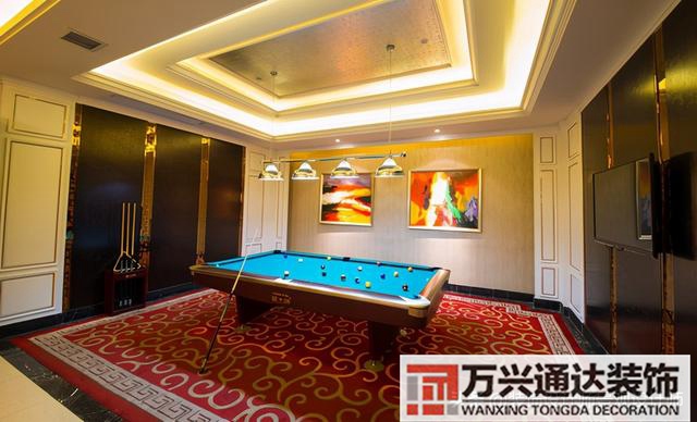 臺(tái)球室裝修效果圖臺(tái)球廳裝修效果圖_萬興辦公室裝修公司