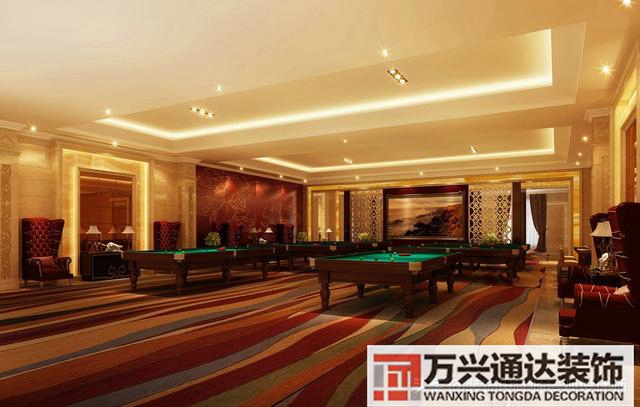 臺(tái)球室裝修效果圖臺(tái)球廳裝修效果圖_萬興辦公室裝修公司
