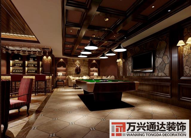 臺(tái)球室裝修效果圖臺(tái)球廳裝修效果圖_萬興辦公室裝修公司