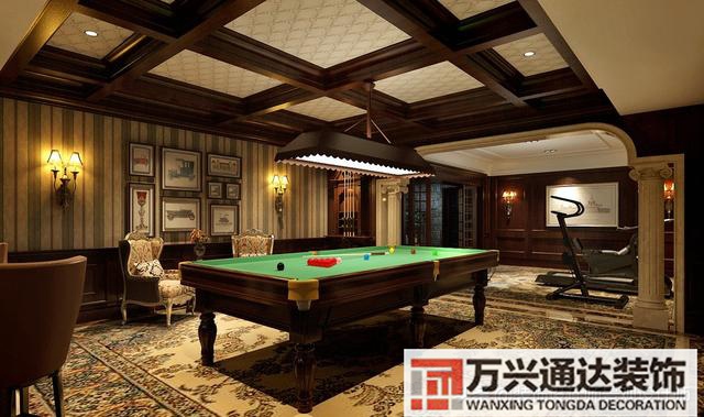 臺(tái)球室裝修效果圖臺(tái)球廳裝修效果圖_萬興辦公室裝修公司