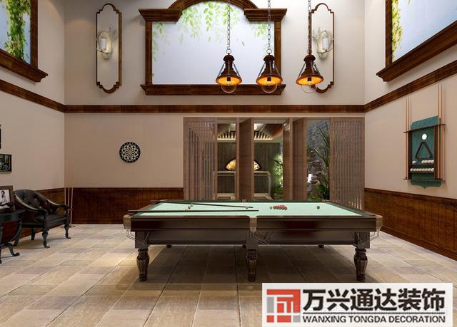 臺(tái)球室裝修效果圖臺(tái)球廳裝修效果圖_萬興辦公室裝修公司