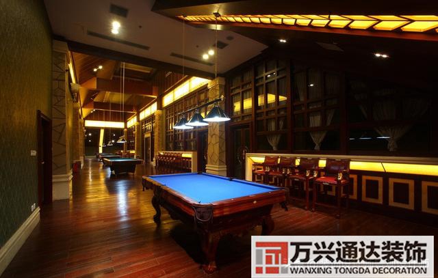 臺(tái)球室裝修效果圖臺(tái)球廳裝修效果圖_萬興辦公室裝修公司