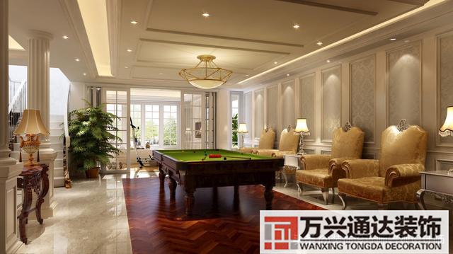臺(tái)球室裝修效果圖臺(tái)球廳裝修效果圖_萬興辦公室裝修公司